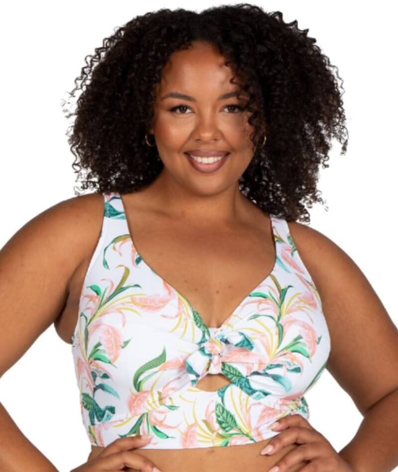 Artesands April Spritz Cezanne D-E Cup Midriff Underwire Bikini Top - White Swim 12