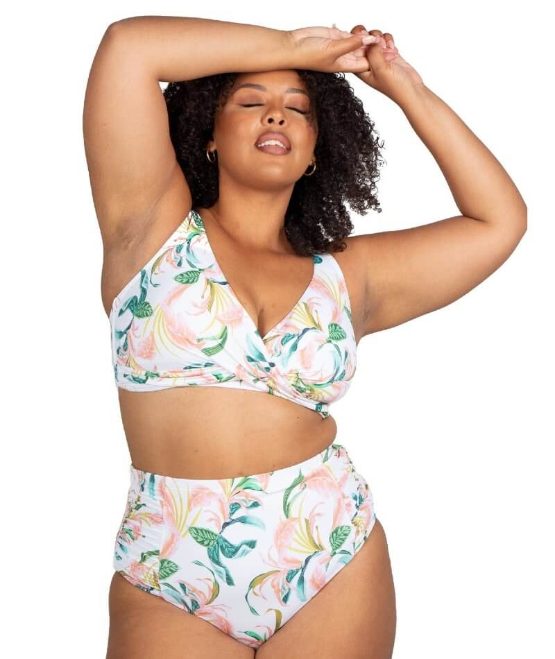 Artesands April Spritz Delacroix Cross Front D-G Cup Bikini Top - White Swim