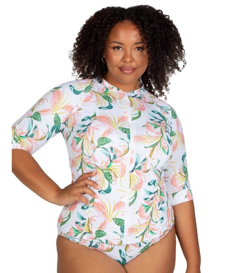 Artesands April Spritz Seurat Short Sleeve Sunsafe Top - White Swim