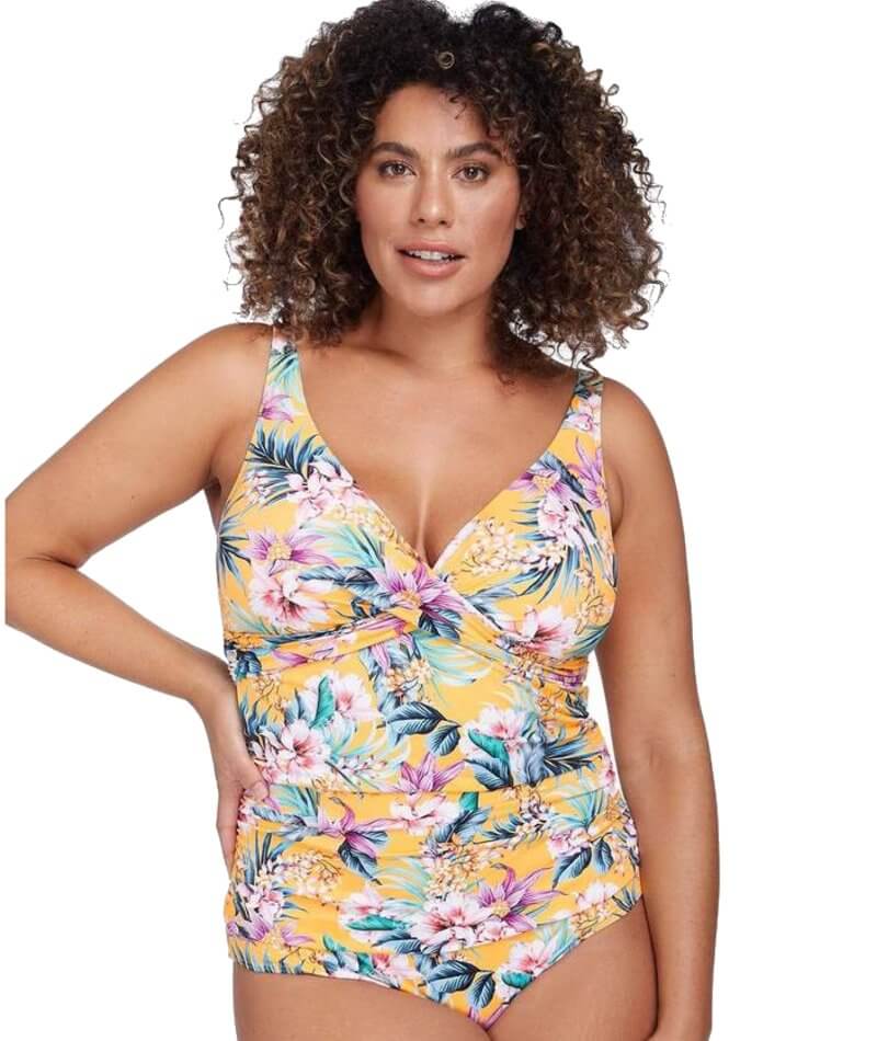 Artesands Tropo'logical Delacroix Cross Front D-G Cup One Piece Swimsuit - Yellow Swim