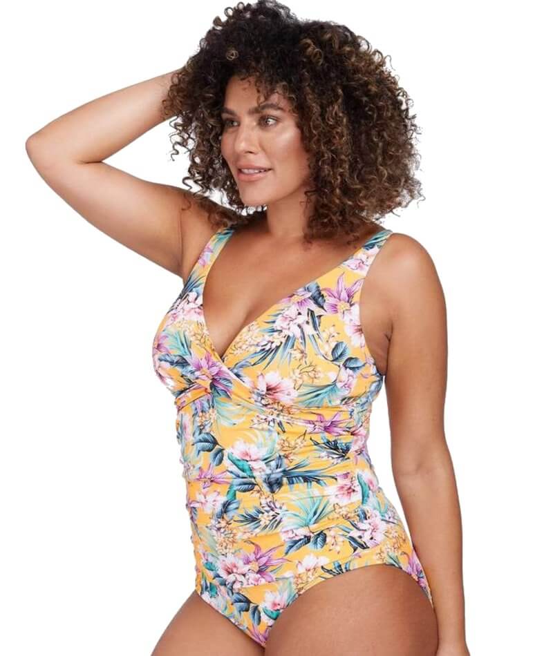 Artesands Tropo'logical Delacroix Cross Front D-G Cup One Piece Swimsuit - Yellow Swim