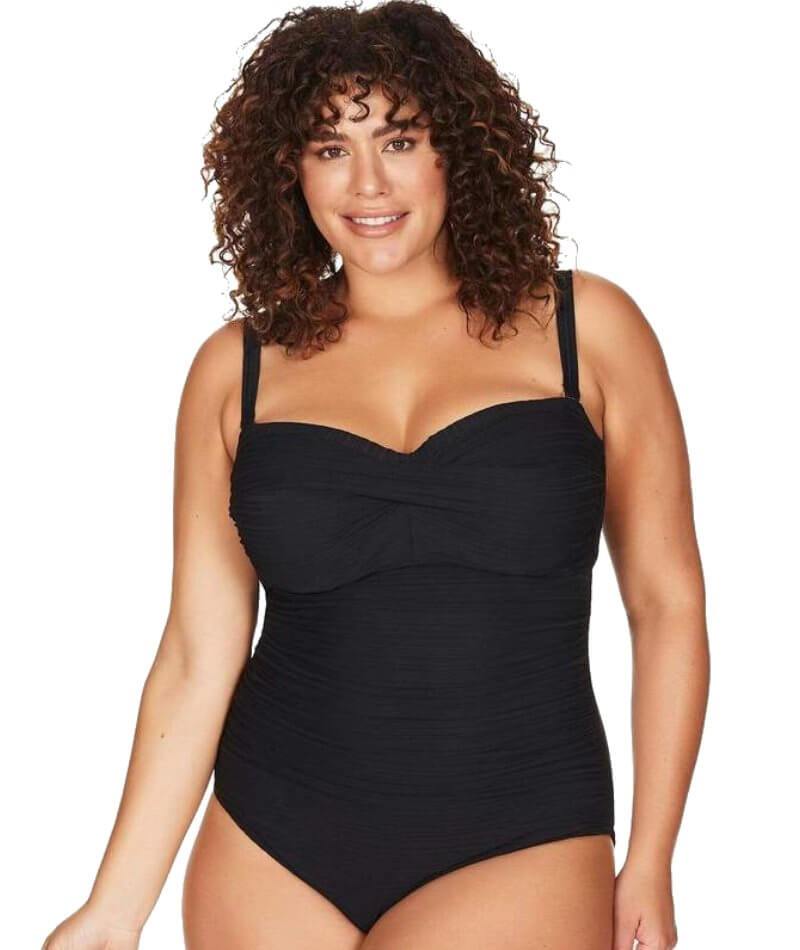 Artesands Aria Botticelli Twist Front Bandeau D-DD Cup One Piece Swimsuit - Black Swim 